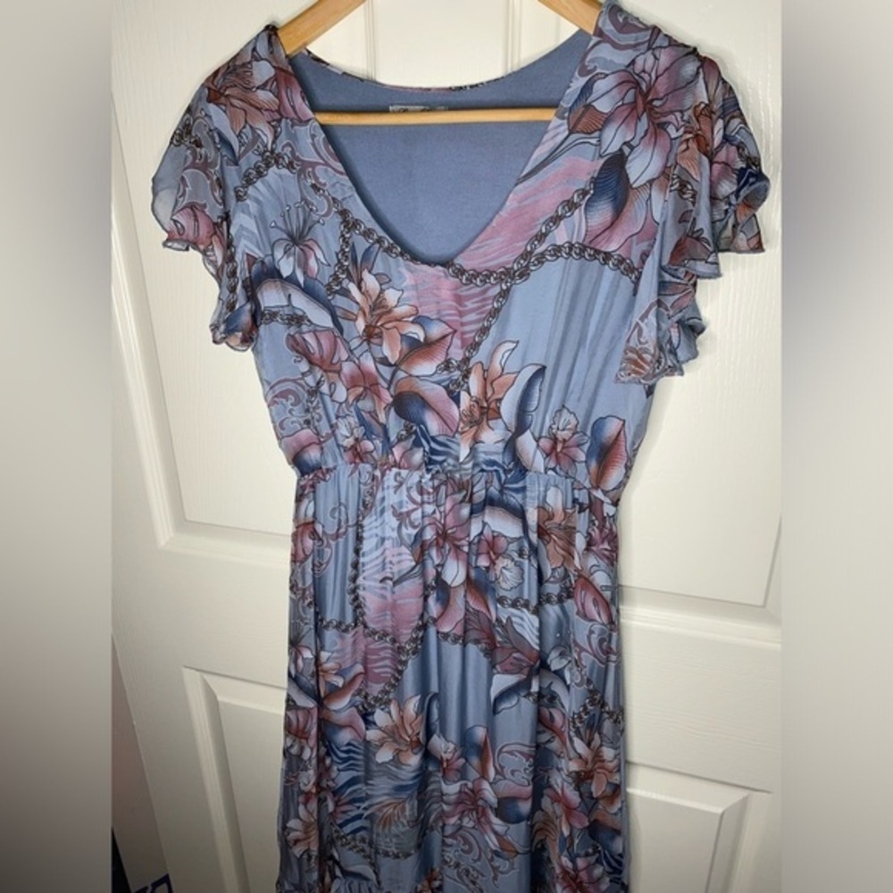Elana Baldi Floral Midi Dress Made in Italy, Floral Lilies, Wedding Guest - Picture 4 of 9